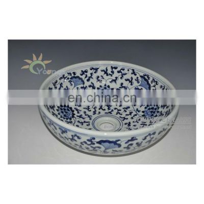 Oriental Hand Painted Pink Ceramic Porcelain Basin Sink For Hotel Toilet