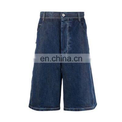 Summer Factory Oem Fashion Custom Logo Wide Legging Blank Denim Shorts for Men photo-2
