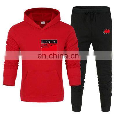 Customized LOGO men's sports two-piece Korean style trendy hedging hooded casual sweater suit men's sportswear S-5XL