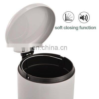 Hot Selling Round Stainless Steel Trash Can With Soft Closing 5L Powder Coating Trash Bin Large Comfortable Pedal Dustbin