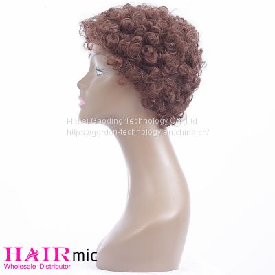 Red Brown Short Curly Human Hair Wig with Factory Price