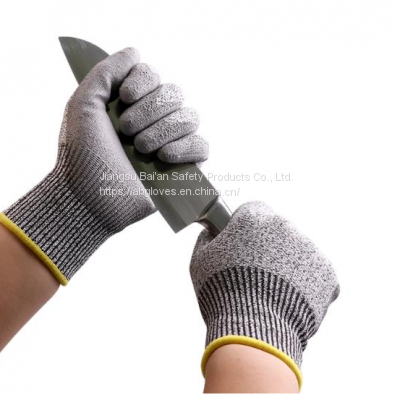 Basafety CE Hppe Seamless Mechanic Work Safety Working PU Anti Cut Proof Resistant Labor Glove