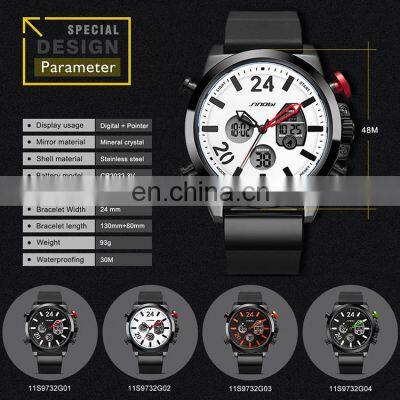 SINOBI 9732 Men's Silicone Bands Bracelet Digital Sport Watches Custom Waterproof Alarm Week Time Watch For Men photo-3