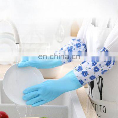 OEM Open Dishwashing Glove Kitchen Thicken Rubber Laundry Waterproof Housework Winter Plus Velvet Cleaning Gloves