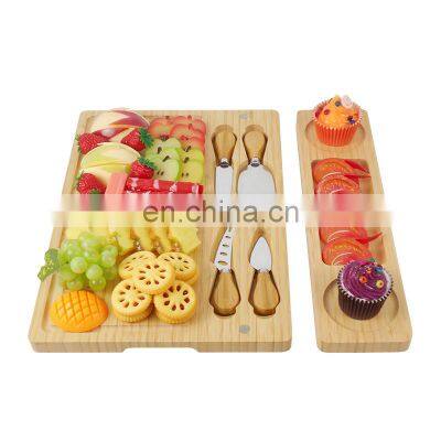 Bamboo Cheese Board Meat Charcuterie Platter Serving Tray With 4 Cutlery Set photo-3
