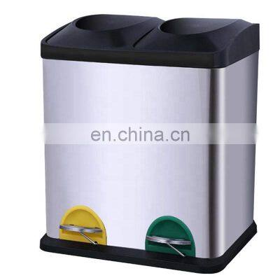 Indoor Stainless steel Two Compartments For Kitchen factory Recycle Bins