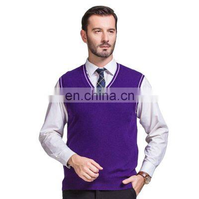 High Quality Pure Cashmere V-Neck Pullover Vest for Men Elegant High-End Sweater