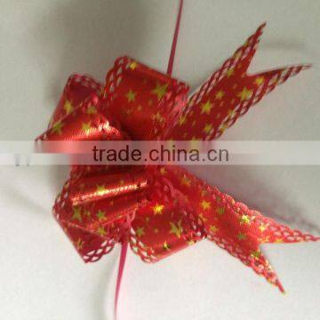 Wholesale Satin Printing Ribbon Bow for Gift Box, PP Butterfly Pull Bow Printing With White Logo