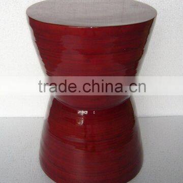 High quality best selling red round spun bamboo stool from Vietnam