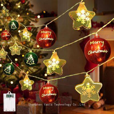 Bulk Battery-Powered Xmas Light Strings - Electroplated Stars, 20LED for Party & Indoor Decor