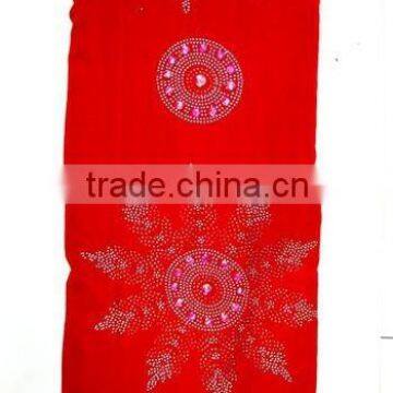 j218-1 red color 100% korea velvet fabric with stone for african dresses