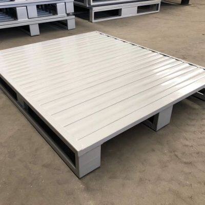 Metal turnover pallet; Logistics steel forklift pallet; Workshop warehouse moisture-proof cushion pallet cargo stacking pallet