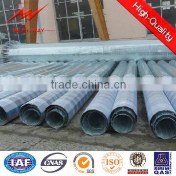 SGS 10m 12KN outdoor galvanized steel mast pole for Africa