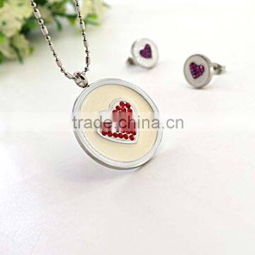 Stainless Steel Girlfriend Heart Pendant Necklace Earring Red Heart Jewelry photo-4