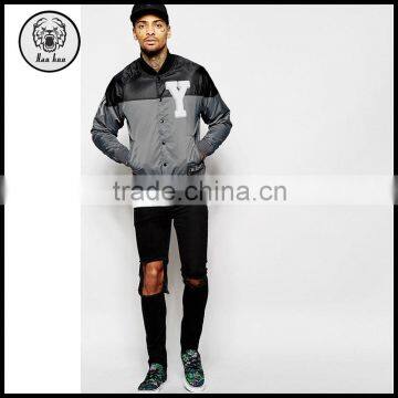 Mens Color Block Custom Embroidery Logo 100% Nylon Jacket