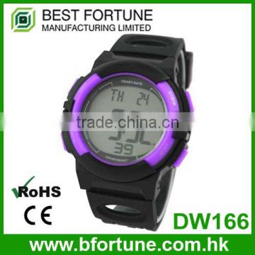 DW166_PU Purple color Digital Rubber Chrono, Timer, Alarm ,health monitor watch