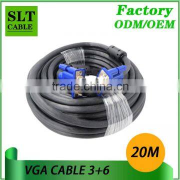 Shenlantuo Factory outlet 3+6 VGA Cable Male to Male 15pin high quality 20m vga cable for projector computer laptop monitor LCD