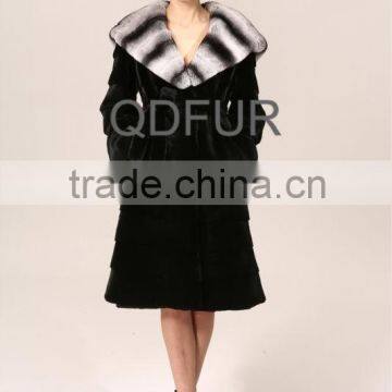 QD23529 whole-hide rex rabbit fur coat