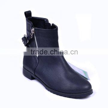 Latest ankle boots design fashion ladies ankle boots black flat ankle boot