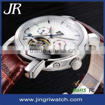 2015 fashion customed logo genuine leather japan movement male wirst watch,high quality genuine leather watch