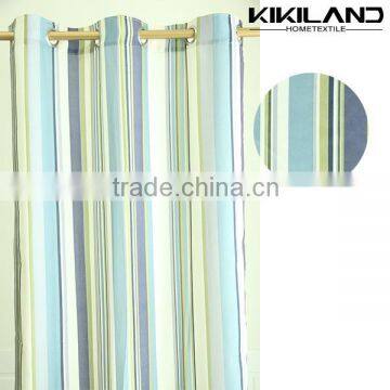 100% Polyester Printed Light Blue Stripe Simple Curtain Design