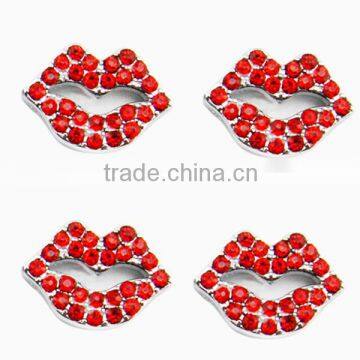 DIY Hot sale rhinestone 10mm lip slide charms for jewelry