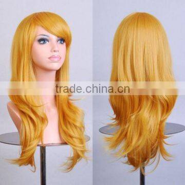 Yellow Curly Sexy Long Women's Lady's Cosplay Hair Wig Party WigsW217