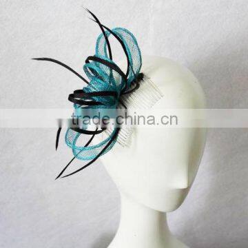 Fashion and cheap sinamay fascinator in teal/black