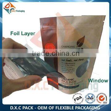 Factory New Food Paper Bag With Window and Zipper in Flat Bottom Shape photo-5