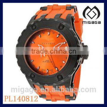 Fashion Sport Watch Mens Reserve Sport Made GMT Gunmetal IP Case Orange Watch