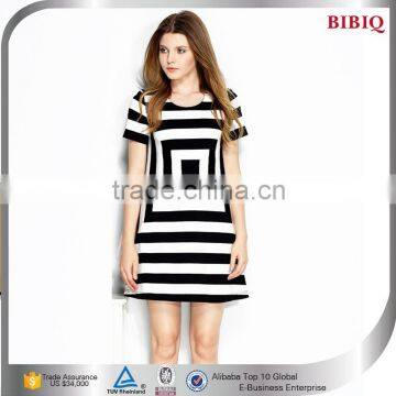 2015 White Block Print Knit Dress For Fashion Girl In Stock