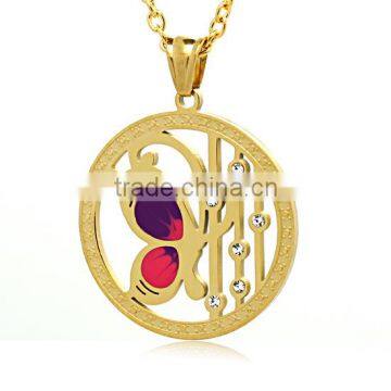 TKB-P1594 Butterfly Fashion Jewelry 316L Stainless Steel Polishing Gold Plated Lovely Pendant Modern Charm Medal