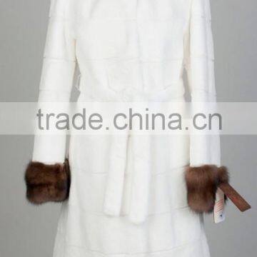 rex14075 natural rex rabbit fur coat with sable collar cuffs