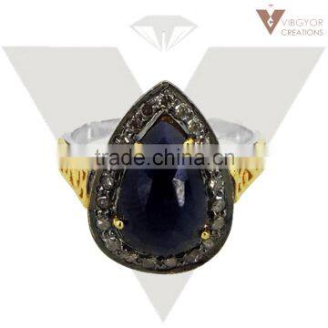 Silver Sapphire Gemstone Ring Pave Diamond 925 Sterling Silver Jewelry wholesale Handmade Ring Jewelry New Supplier Jewelry