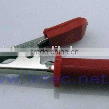 Jumper Wires Alligator Crocodile Roach Test Clip Plastic Handles Crocodile clips 60mm red color I00139