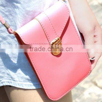 Leather small ladies bag with chain shoulder strap crossbody mini wallet bag