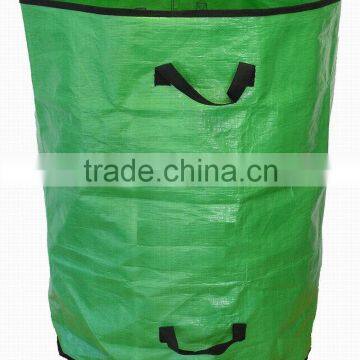 2014 New Style Green Reusable PP Woven Collapsible Pop Up Leaf Bag