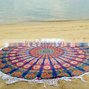 Round Mandala Beach Throw Hippie Tapestry Yoga Mat Indian Handmade Boho Cotton Wall Hanging Dorm Decor