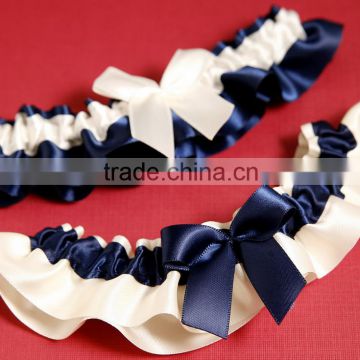 Navy And White Garter Set For Maid Dress,Toxedo Garter Set For Leg