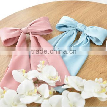 Solid Color Soft Chiffon Hair Bows,Korean Style Ribbon Bow Clips For Long Hair