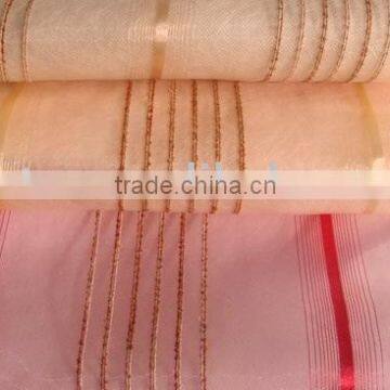 100% polyester Organza with lines curtain fabric