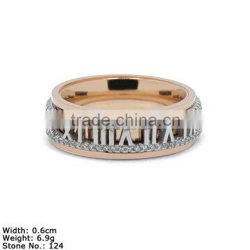 RZH-1551 Shenzhen 925 Silver Jewelry Ring with CZ Stone And Roman numeral Rotating Ring