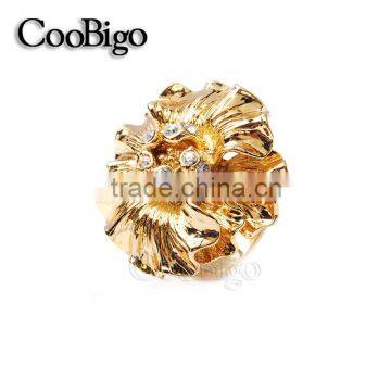 Fashion Jewelry Zinc Alloy Charming Rhinestone Flower Ring Women Party Show Gift Dresses Apparel Promotion Accessories