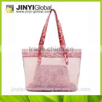 2014 hot design handbags ladies transparent pvc handbag with small inner bag