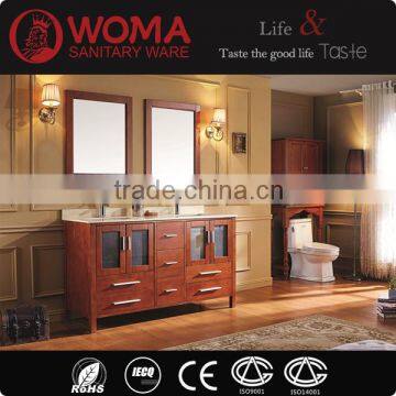 Double Sinks bathroom cabinet OAK Solid wood Wash Basin Factory made Furniture No.1005D