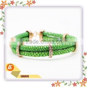 Green Genuine Sting Ray Bracelet for Women photo-2