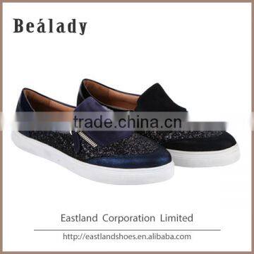 Factory wholesale ladies fashion rubber outsole flat casual shoes without lace