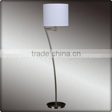 UL CUL Listed Brushed Nickel Modern Floor Light Hotel Room With Fabric Shade F20086
