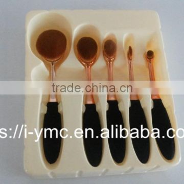 OEM oval singe brush no 3#,4#,5#,8#,10# 5pcs makeup brush set with transparent package