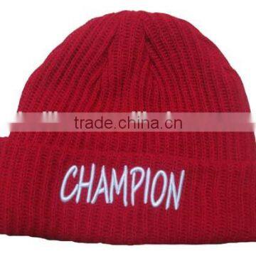 foldable brim stiped knitted hat,rib knitted winter beanie